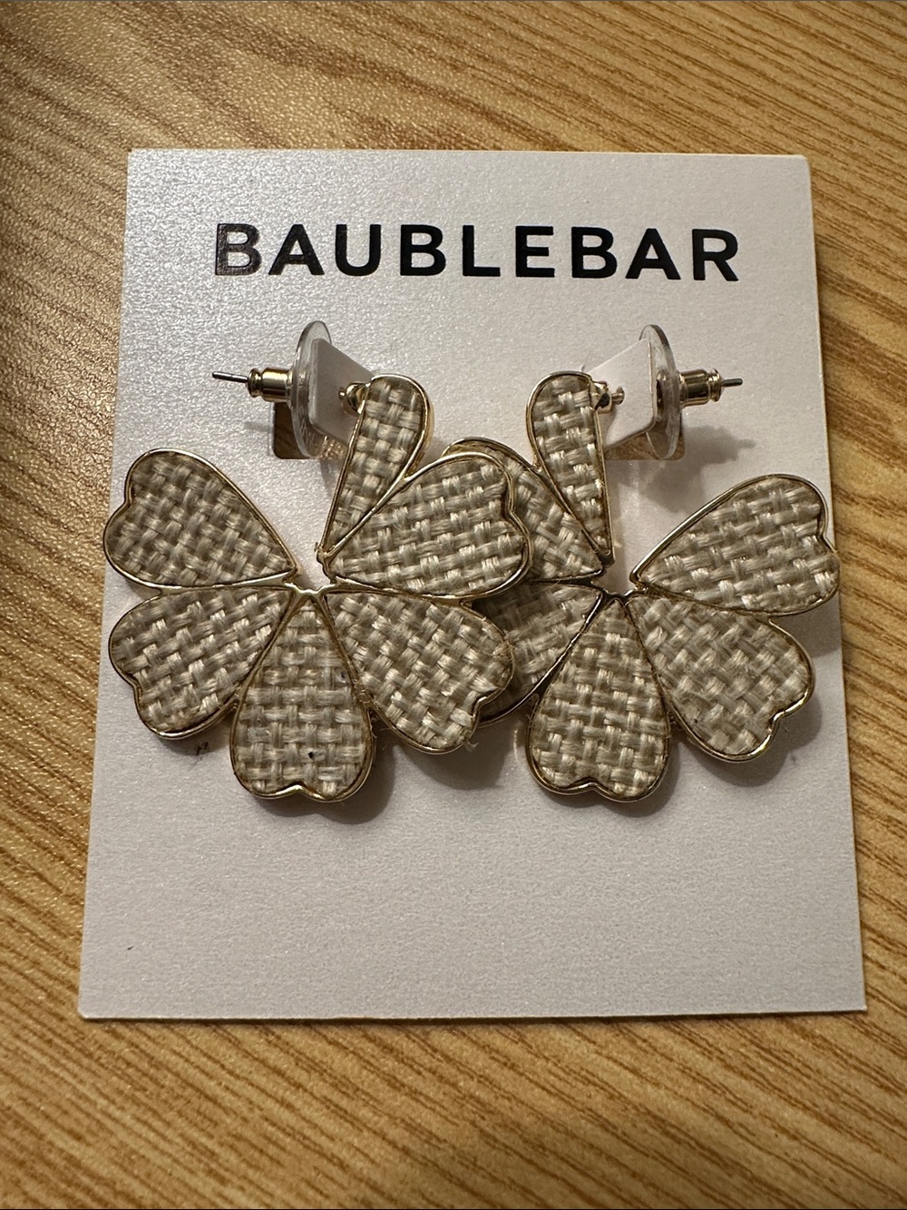 BaubleBar Gold and Cream Floral Petal Drop Earrings